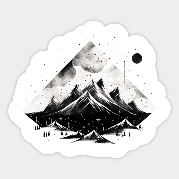 Mountain Night Adventure Sticker by emblemat2000@gmail.com